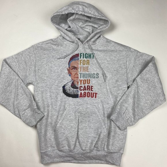 Ruth Bader Ginsburg RBG Hoodie Adult Small Gray Hooded Sweatshirt - Picture 1 of 9